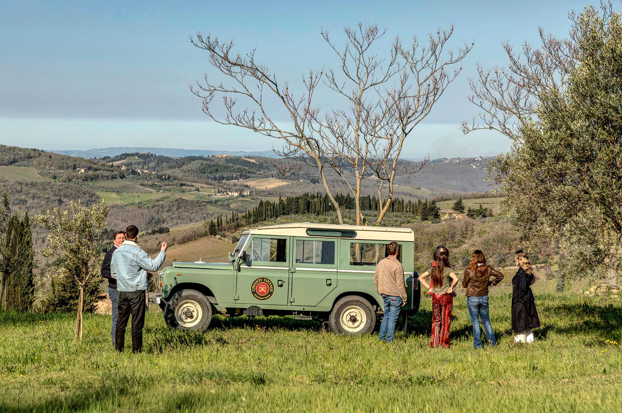 Vista panoramica sulle colline e le valli della regione vinicola del Chianti Classico